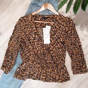 Zara Leopard Peplum Blouse